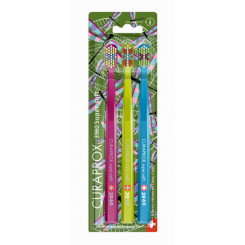 Curaprox Zubná kefka Super soft 3960 3-pack DRAGON FLY (vínová, žltozelená a modrá)