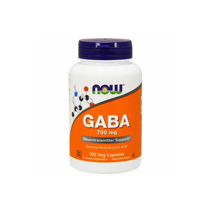 NOW Foods GABA 750 mg, 100 rastlinných kapsúl