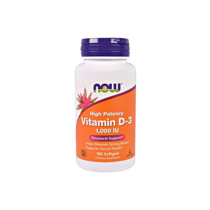 NOW Foods Vitamin D3, 1000 IU, 180 softgel kapsúl