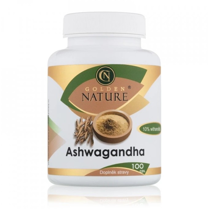 Golden Nature Ashwagandha (Ašvaganda) 10% withanolidov 100 cps.