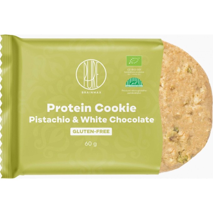 BrainMax Pure Protein Cookie - Pistácie a Biela čokoláda BIO 60 g