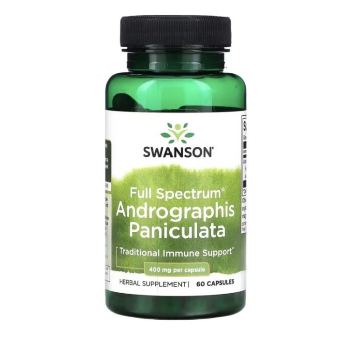 Swanson Full Spectrum Andrographis Paniculata mäkkýn latnatý 400 mg 60 kapsúl Swanson Full Spectrum Andrographis Paniculata mäkkýn latnatý 400 mg 60 kapsúl