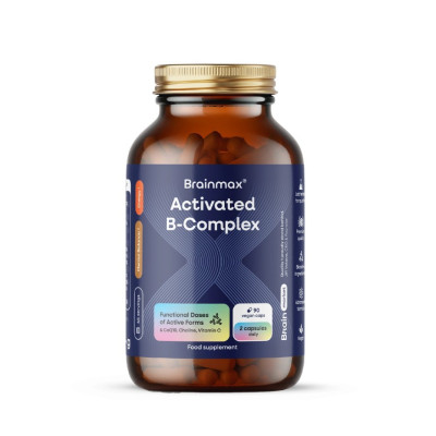 BrainMax Activated B-Complex, Aktivovaný B Komplex, 90 rastlinných kapsúl